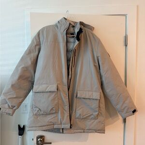 adidas Men's Gray Hooded Puffer Jacket